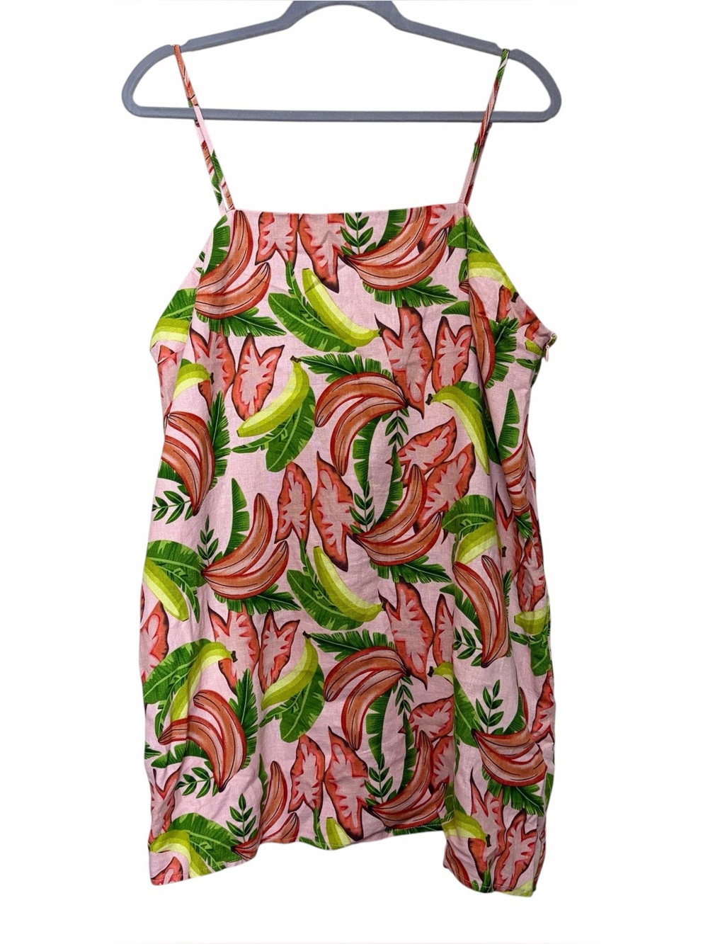 Rachel Zoe linen blend tropical banana leaf print romper dress